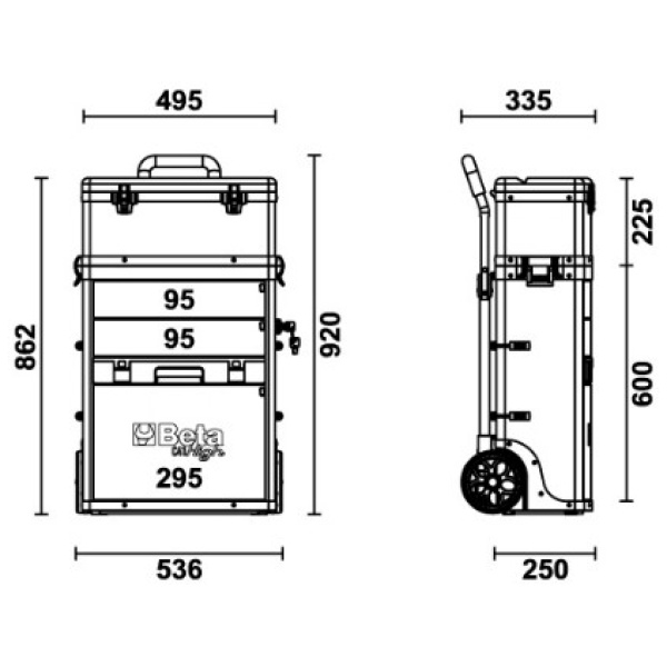Trolley porta-herramientas con 3 módulos apilables C41H - Imagen 4