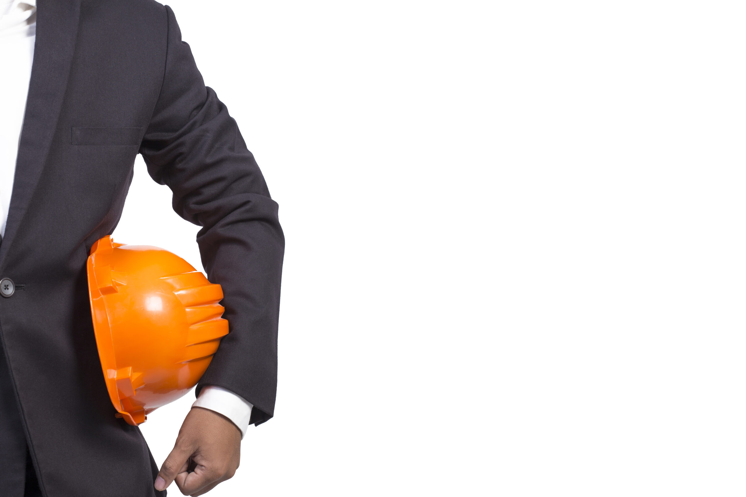 engineer orange helmet for workers security white background